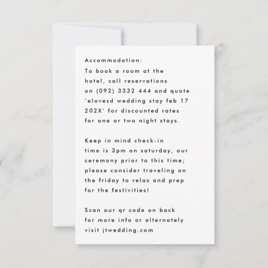 スタイリッシュ名前をカスタムするモダン詳細 出欠カード (裏面)