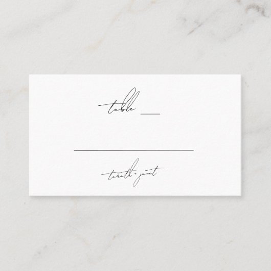 スタイリッシュ名前をカスタムする結婚白黒 プレイスカード (正面)