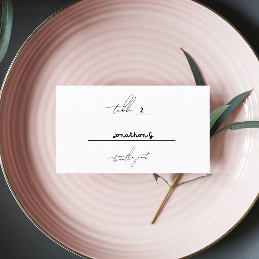 スタイリッシュ名前をカスタムする結婚白黒 プレイスカード