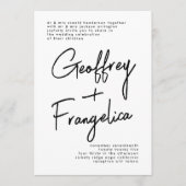 スタイリッシュ名前をカスタムする結婚白黒 招待状 (正面)