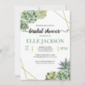 スタイリッシュ多肉幾何学模様ブライダルシャワー 招待状 (正面)