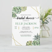 スタイリッシュ多肉幾何学模様ブライダルシャワー 招待状 (スタンド正面)