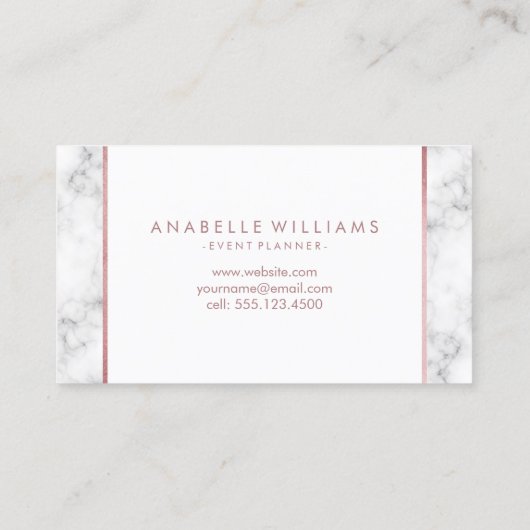 スタイリッシュ大理石およびバラ金ゴールド印刷テクスチャ 名刺 (裏面)