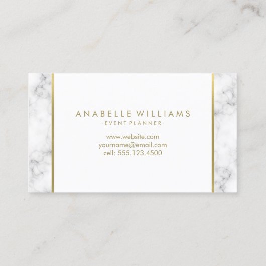 スタイリッシュ大理石および金ゴールド印刷テクスチャ 名刺 (裏面)