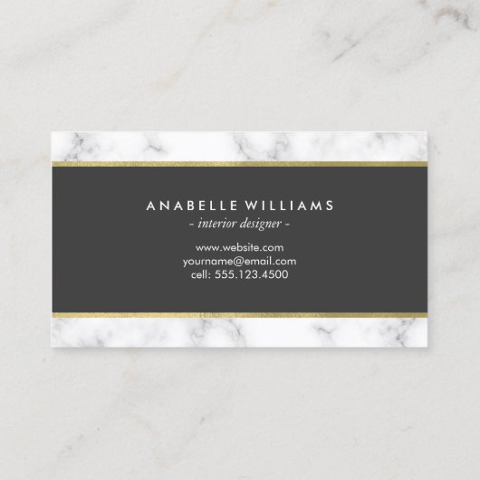 スタイリッシュ大理石とフェイク金箔 名刺 (裏面)
