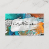 スタイリッシュ大理石の水色の銀のターコイズスクリプト 名刺 (正面)