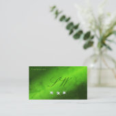 スタイリッシュ大理石グリーンダイきらめくアモンドイニシャル 名刺 (スタンド正面)
