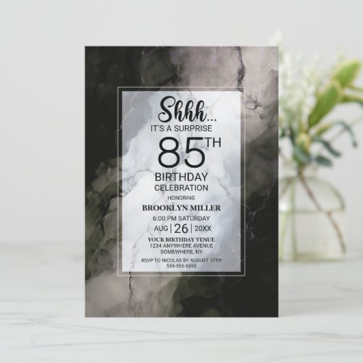 スタイリッシュ大理石サプライズ85thバースデーパーティー 招待状 (スタンド正面)