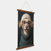 スタイリッシュ居心地の良い服を着た犬 吊り下げ型タペストリー (傾斜あり)