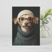 スタイリッシュ居心地の良い服を着た犬 招待状 (スタンド正面)