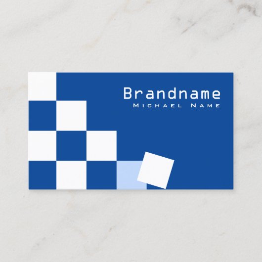 スタイリッシュ市松模様に青と白のプロフェッショナルカッコいい 名刺 (正面)