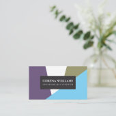 スタイリッシュ幾何カッコいい色ブロック 名刺 (スタンド正面)