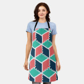 スタイリッシュ幾何モダン色キューブ エプロン (着用した状態)