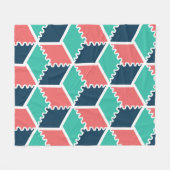 スタイリッシュ幾何モダン色キューブ フリースブランケット (正面(横))