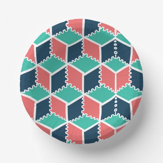 スタイリッシュ幾何モダン色キューブ ペーパーボウル (正面)