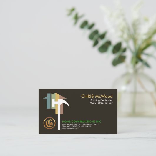 スタイリッシュ建物コントラクタークリエイティブファンシーホーム 名刺 (スタンド正面)