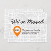 スタイリッシュ引っ越しましたマップピン新しいアドレスの移動 案内状 (正面/裏面)