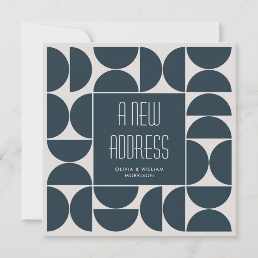 スタイリッシュ引っ越しました新しいホームアドレスブルーブラック 案内状 (正面)