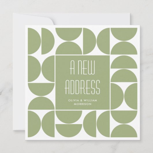 スタイリッシュ引っ越しました新しいホームアドレス（緑） 案内状 (正面)