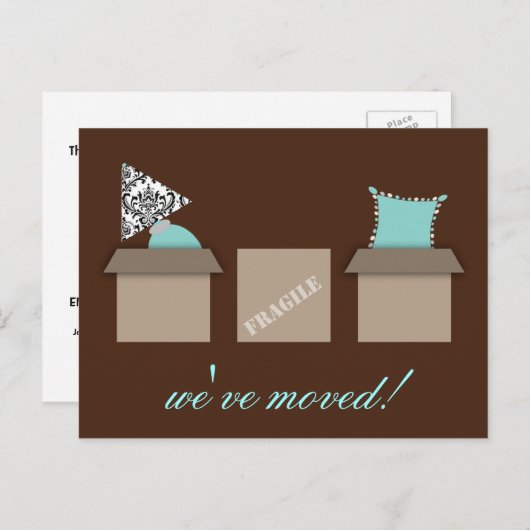 スタイリッシュ引越し箱の引越しはがき 案内ポストカード (正面/裏面)