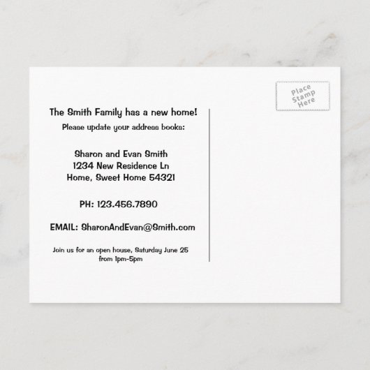 スタイリッシュ引越し箱の引越しはがき 案内ポストカード (裏面)