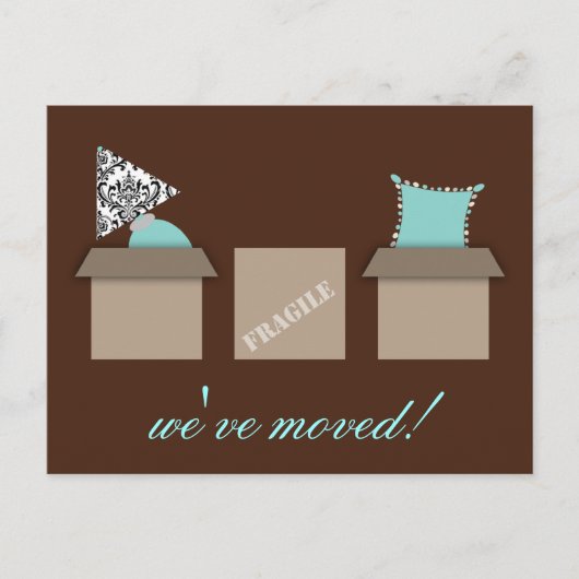 スタイリッシュ引越し箱の引越しはがき 案内ポストカード (正面)