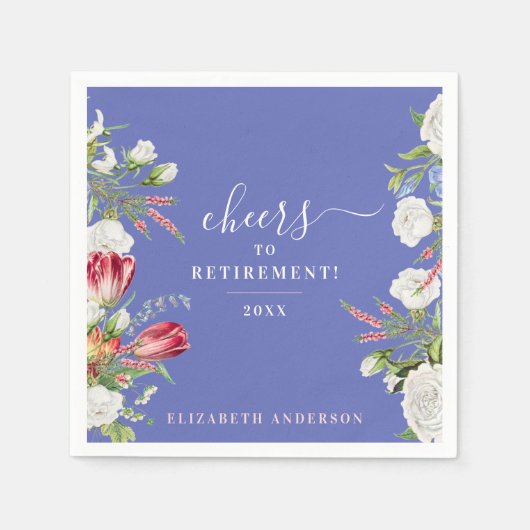 スタイリッシュ応援ラベエレガントンダー退職フローラ スタンダードカクテルナプキン (正面)