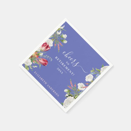 スタイリッシュ応援ラベエレガントンダー退職フローラ スタンダードカクテルナプキン (角)