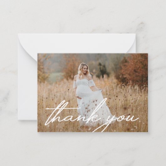 スタイリッシュ感謝していの手書き写真 ノートカード (正面)