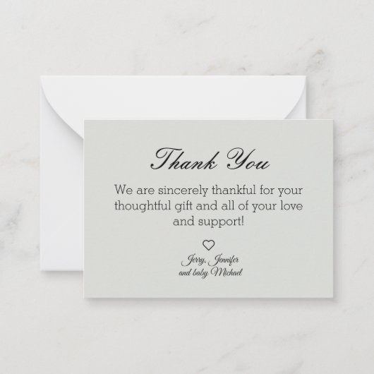 スタイリッシュ感謝してい君の生まれたばかりの写真 ノートカード (裏面)