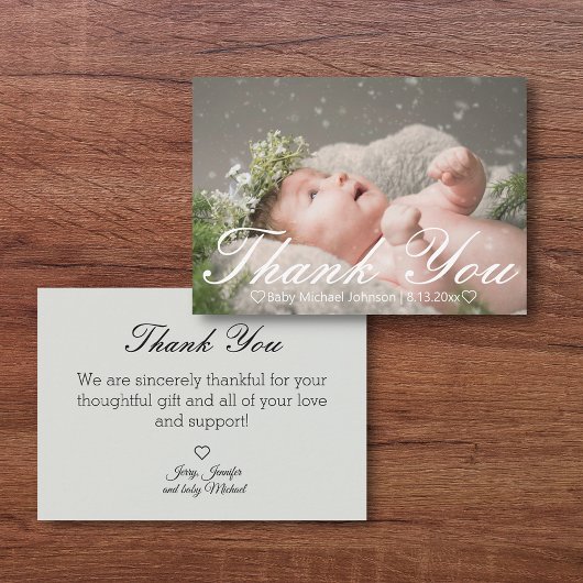 スタイリッシュ感謝してい君の生まれたばかりの写真 ノートカード