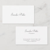 スタイリッシュ手書きスクリプモダントお洒落ホワイトカッコいい 名刺 (正面/裏面)