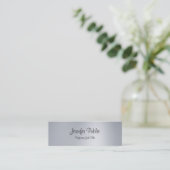 スタイリッシュ手書きスクリプモダント銀トレンディー スキニー名刺 (スタンド正面)