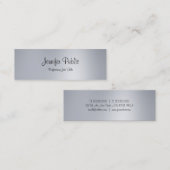 スタイリッシュ手書きスクリプモダント銀トレンディー スキニー名刺 (正面/裏面)