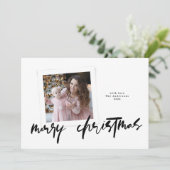 スタイリッシュ手書モダンきの楽しいクリスマス写真 シーズンカード (スタンド正面)