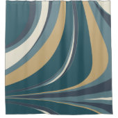 スタイリッシュ抽象芸術と金ゴールドのティール（緑がかった色） シャワーカーテン (正面)