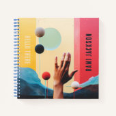 スタイリッシュ抽象芸術カラフル名パーソナライズされた ノートブック (正面)