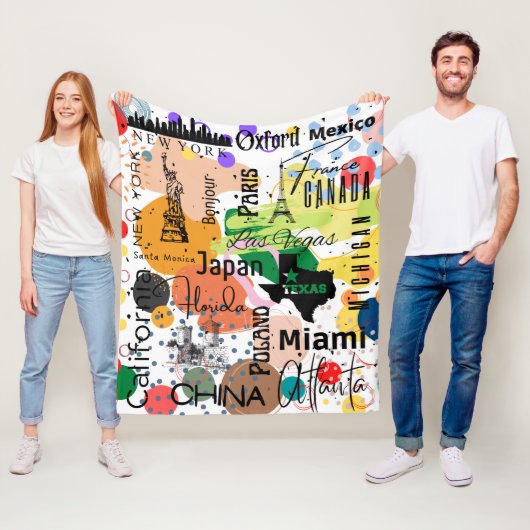 スタイリッシュ抽象芸術パターンのパリカラフル フリースブランケット (インサイチュ)