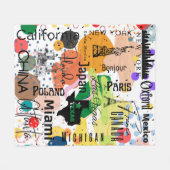 スタイリッシュ抽象芸術パターンのパリカラフル フリースブランケット (正面(横))