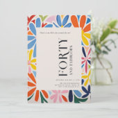 スタイリッシュ抽象芸術フローラ | 40th Birthday Photo 招待状 (スタンド正面)