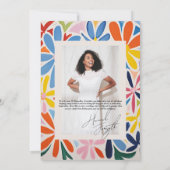 スタイリッシュ抽象芸術フローラ | 40th Birthday Photo 招待状 (裏面)