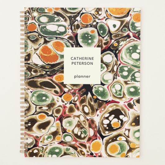 スタイリッシュ抽象芸術モダンセージ黄大理石パターン プランナー手帳 (正面)