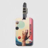 スタイリッシュ抽象芸術ユニーク自閉症レトロネーム旅行 ラゲッジタグ (正面縦)