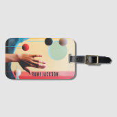 スタイリッシュ抽象芸術ユニーク自閉症レトロネーム旅行 ラゲッジタグ (正面横)