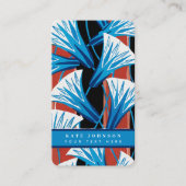 スタイリッシュ抽象芸術レトロヴィンテージフローラ水色 名刺 (正面)