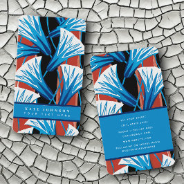 スタイリッシュ抽象芸術レトロヴィンテージフローラ水色 名刺