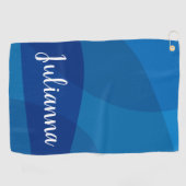 スタイリッシュ抽象芸術図形(青の名パーソナライズされた前) ゴルフタオル (横)