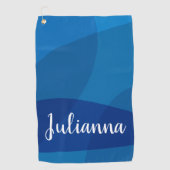 スタイリッシュ抽象芸術図形(青の名パーソナライズされた前) ゴルフタオル (正面)