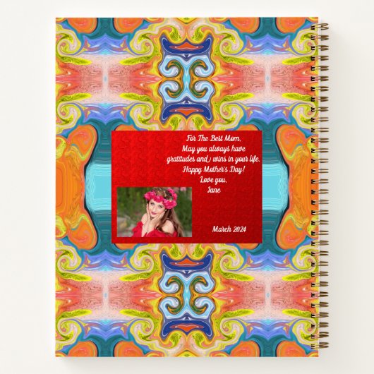 スタイリッシュ抽象芸術母の日ギフトモノグラムカスタム ノートブック (裏面)