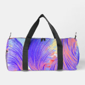 スタイリッシュ抽象芸術羽ブルーピンク ダッフルバッグ (裏面)